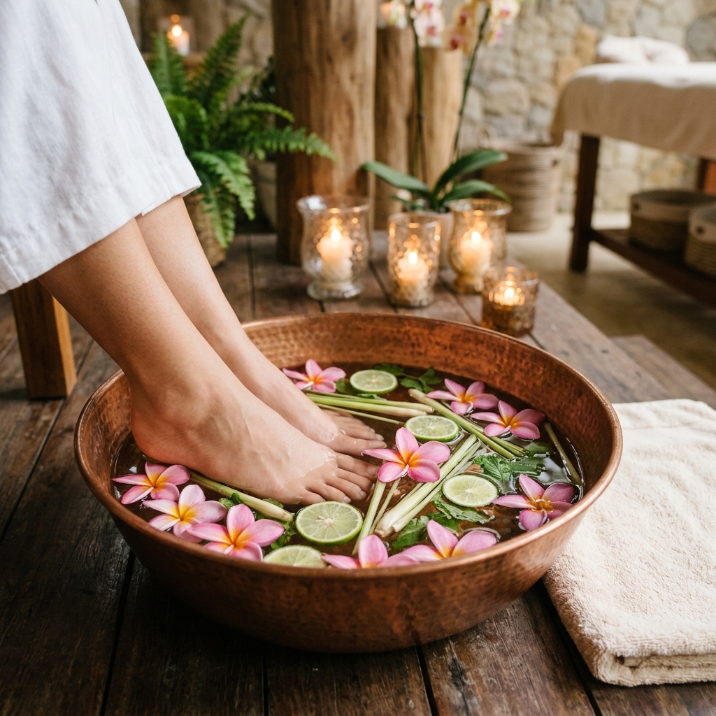 Warm Herbal Foot Soak & Reflexology